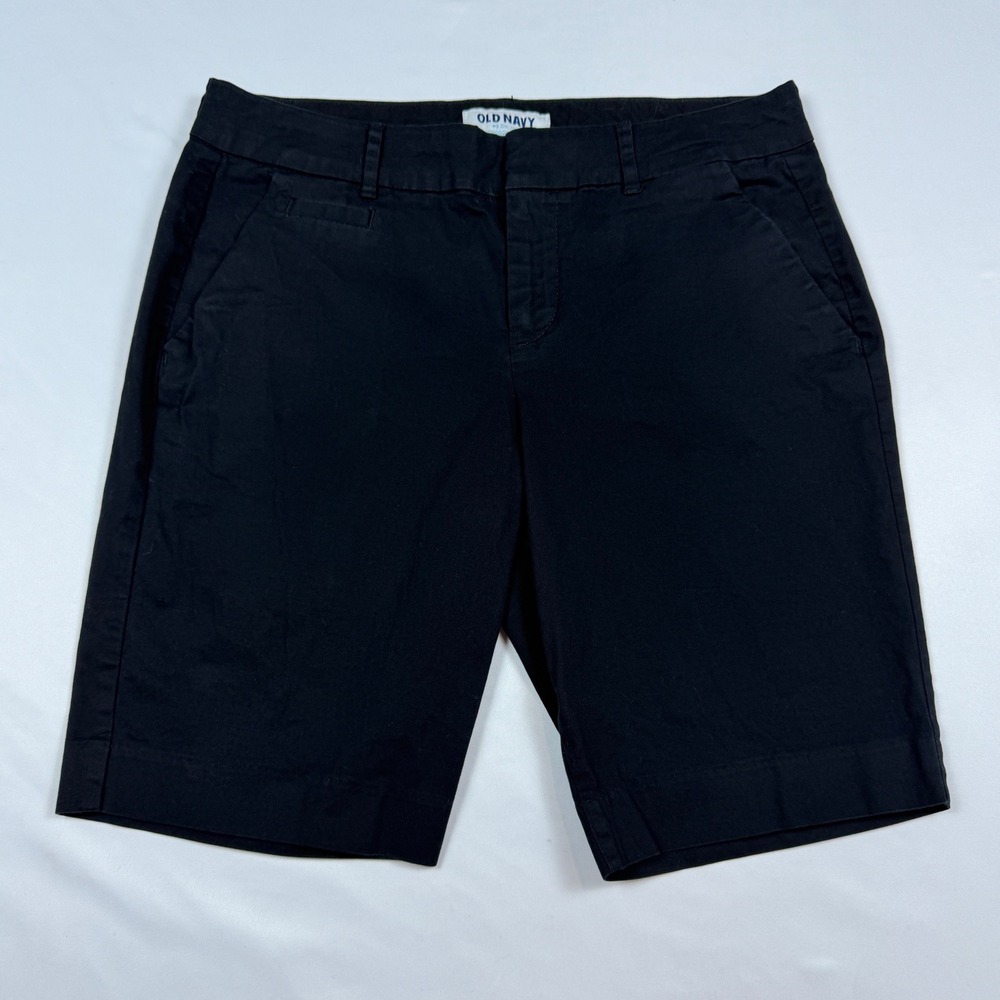 Old Navy Chino Shorts Womens 4 Black Stretch Cotton Mid Rise 9 Inseam